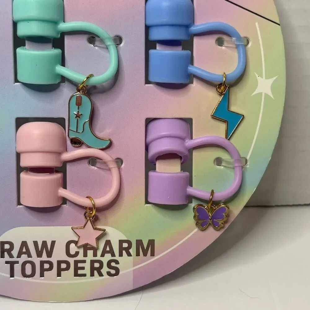 Hydragear Silicone Charmed Straw Toppers Flower Cowboy Boot Butterfly Bolt NEW